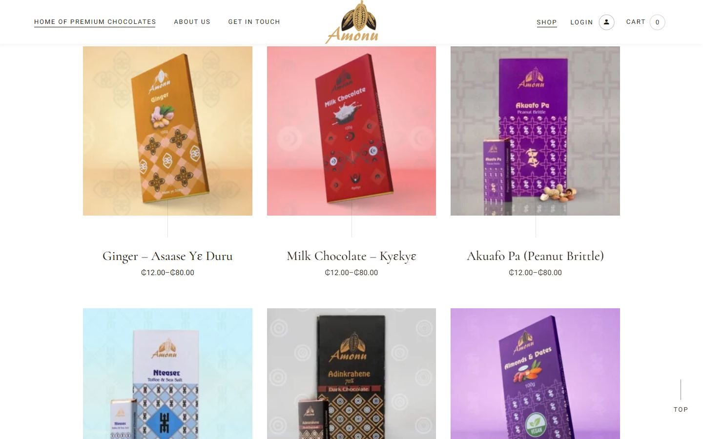 Amonu Chocolates website