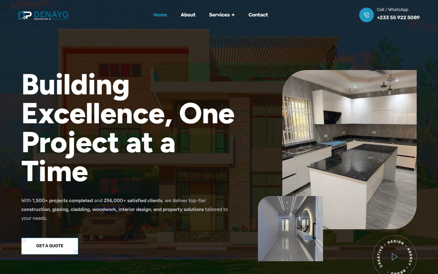 Denayo Properties website, designed and built by Clispy Solutions