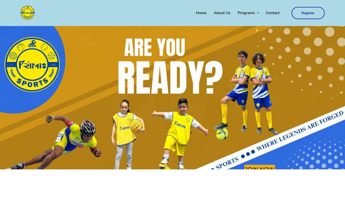 Primis Sports Training website